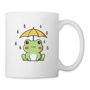 Cute Frog in the Rain – Kawaii Animal - Mug - white - Right