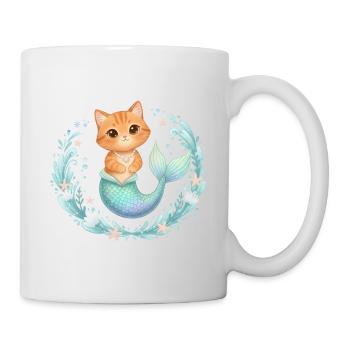 Kawaii Cats Mermaid – Cute Fantasy Design - Mug - white - Right