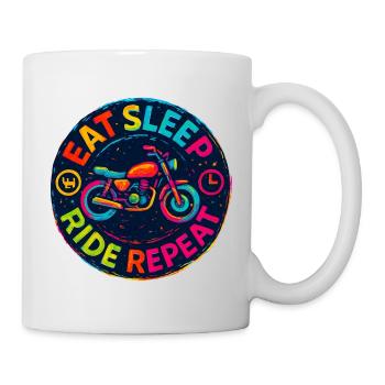 Eat, Sleep Ride Repeat – Motorrad – Biker - Tasse - Weiß - Rechts