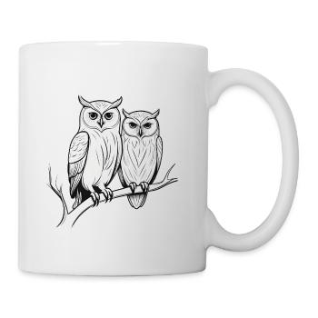 Owl Bird Couple Animals Nature - Mug - white - Right