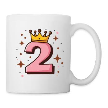Königliche rosa Zahl 2 - Tasse - Weiß - Rechts