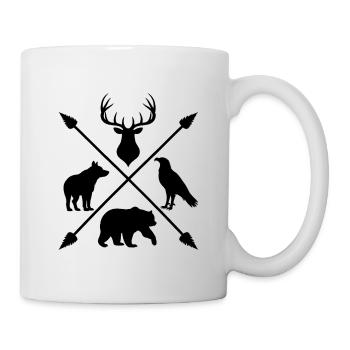 Forest Animals Wilderness Deer Wolf Bear Arrows - Mug - white - Right