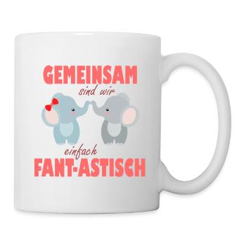Gemeinsam sind wir Fantastisch – Elefantenfreude - Tasse - Weiß - Rechts