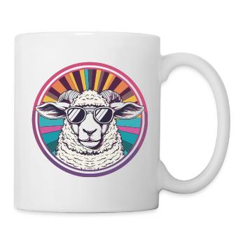 Sonnen-Schaf mit Retro-Sonnenbrille - Tasse - Weiß - Rechts