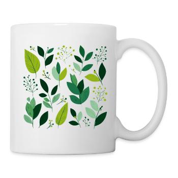 grüne Blätter - Tasse - Weiß - Rechts