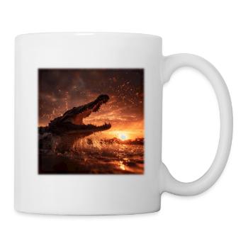 Wildes Krokodil Action Sonnenuntergang Fluss - Tasse - Weiß - Rechts