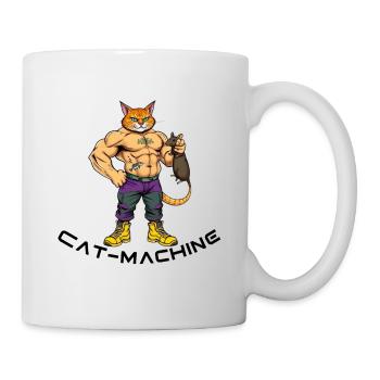 Katzenmuskelheld mit Maus - Tasse - Weiß - Rechts