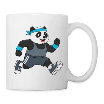 Süßer Panda Cartoon Joggen Marathon Laufen - Tasse - Weiß - Rechts