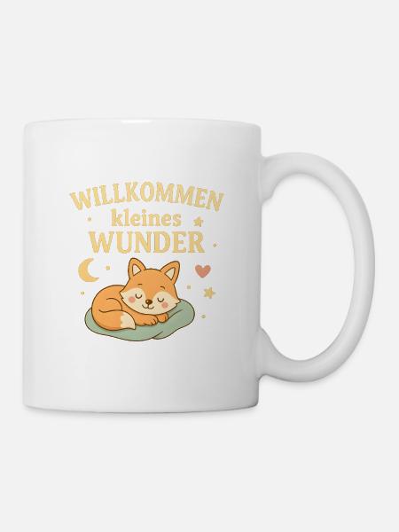 Fuchs Baby Geburt Geschenk Willkommen Wunder - Tasse - Weiß