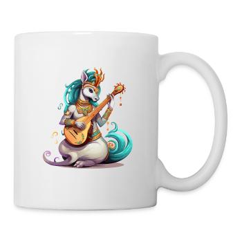 Musicien licorne avec luth doré - Mug blanc - blanc - Droite