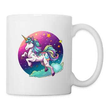 Nachtfarbener Regenbogen-Einhorn - Tasse - Weiß - Rechts