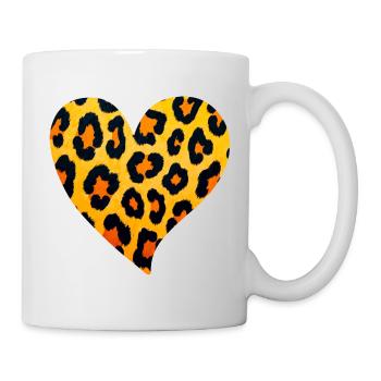 Leopard Herz Muster - Tasse - Weiß - Rechts