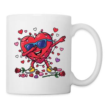 Lustiges dabbendes Herz zum Valentinstag - Tasse - Weiß - Rechts