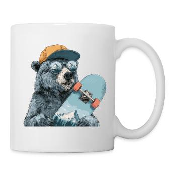 Bär Skater mit Bergreflexion - Tasse - Weiß - Rechts