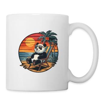 Panda drôle sur la plage Coucher de soleil des vacances d’été - Mug blanc - blanc - Droite