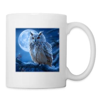 Snowy Owl in the Full Moon: Magical Winter Night - Mug - white - Right