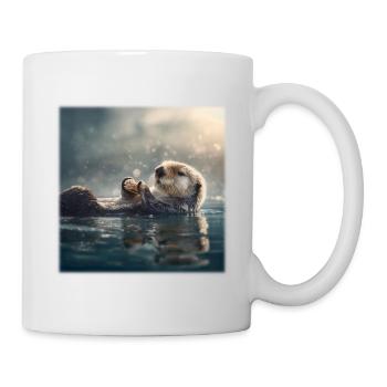 Loutre de mer mignonne : se détendre sur l’eau - Mug blanc - blanc - Droite