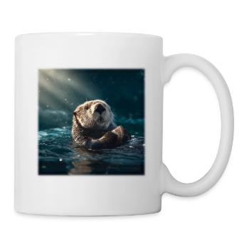 Sea Otter: Relaxing on the Water with a Shell - Mug - white - Right