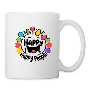 Bunte Lachende Gesichter Ballonkreis - Tasse - Weiß - Rechts