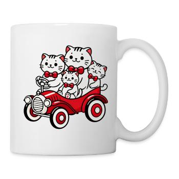 Cat Family in Vintage Red Car - Mug - white - Right