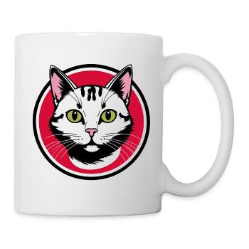 Cat Face Emblem in Red Circle - Mug - white - Right