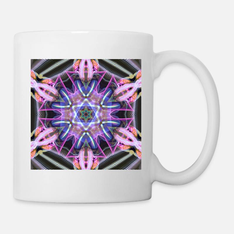 Motif Mandala Néon Psychédélique - Mug blanc - blanc