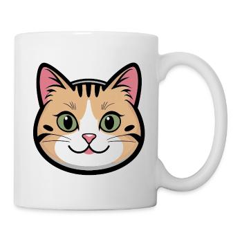 Dessin animé Sourire tête de chat - Mug blanc - blanc - Droite