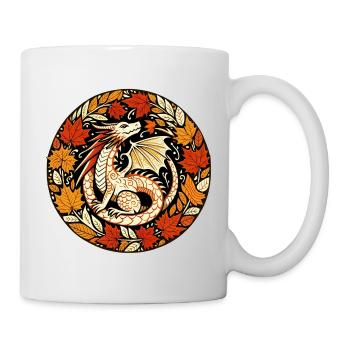 Autumn Dragon Circular Leaf Pattern - Mug - white - Right