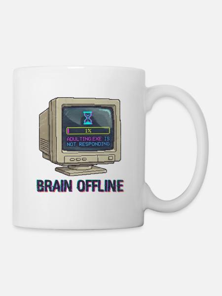 Brain Offline Retro-Monitor - Tasse - Weiß
