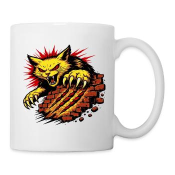 Angry Cat Claw Smash Power Illustration - Mug - white - Right