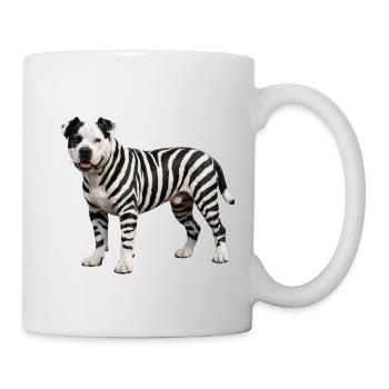 Pitbull in zebra look: Cool urban hybrid design - Mug - white - Right
