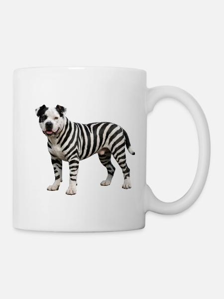 Pitbull in zebra look: Cool urban hybrid design - Mug - white