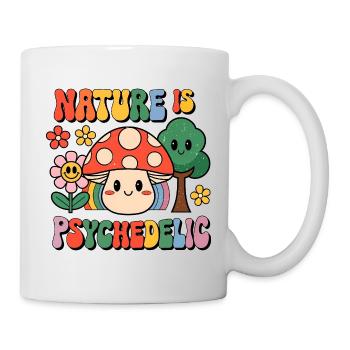 La nature est un champignon rétro psychédélique - Mug blanc - blanc - Droite