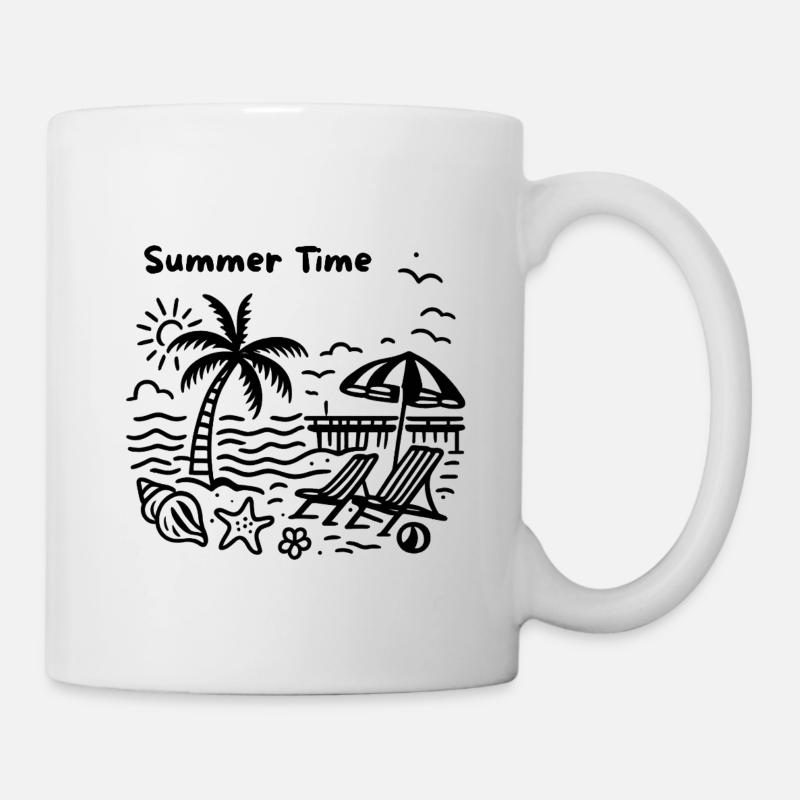 Palmenstrand Pier - Sommerdesign - Tasse - Weiß