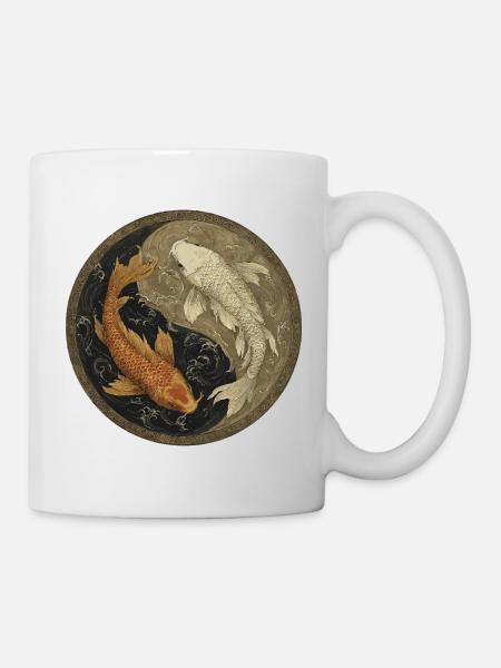 Koi Yin-Yang Medaillon - Tasse - Weiß