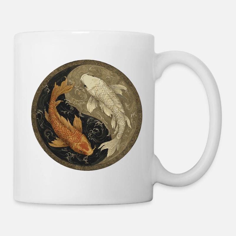 Koi Yin-Yang Medaillon - Tasse - Weiß