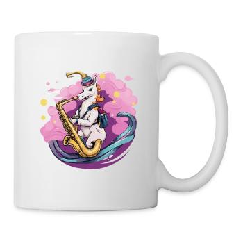 Saxophon-Einhorn im Nebelzauber - Tasse - Weiß - Rechts