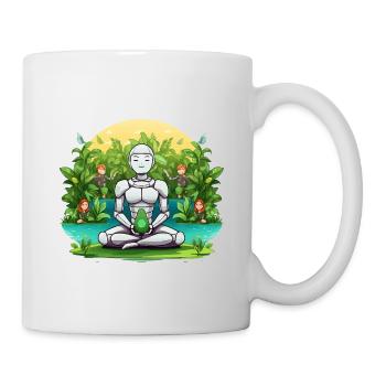 Roboten-Meditation im Dschungel - Tasse - Weiß - Rechts