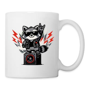 Retro Waschbär Rock Musik Geschenk - Tasse - Weiß - Rechts