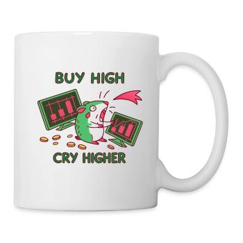 Buy High-Cry Higher: Investor, Crypto Stocks Meme - Mug - white - Right