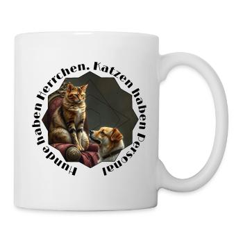 Amitié chat-chien dans le cadre de géométrie - Mug blanc - blanc - Droite