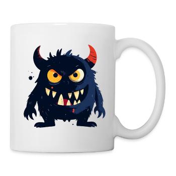 little naughty monster with horns sharp teeth - Mug - white - Right