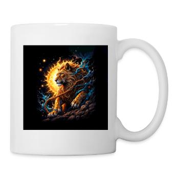 Lion solaire avec lunes et explosions - Mug blanc - blanc - Droite