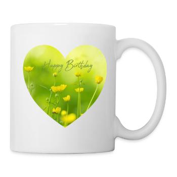 Yellow flower heart for birthday - Mug - white - Right