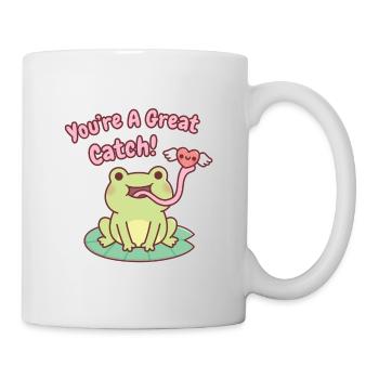Cute Frog Catches Heart You Are A Great Catch - Mug - white - Right
