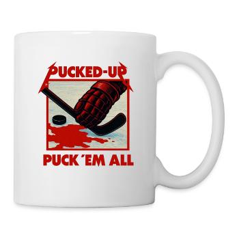 Pucked-Up Blood Red Hockey Graphic - Mug - white - Right