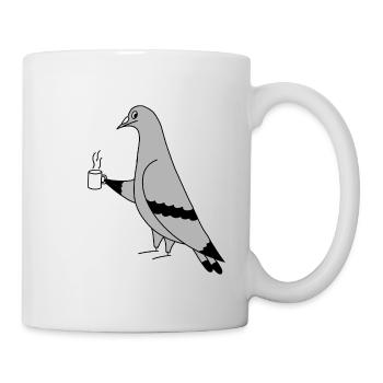 Pigeon with Coffee – Illustration minimale - Mug blanc - blanc - Droite