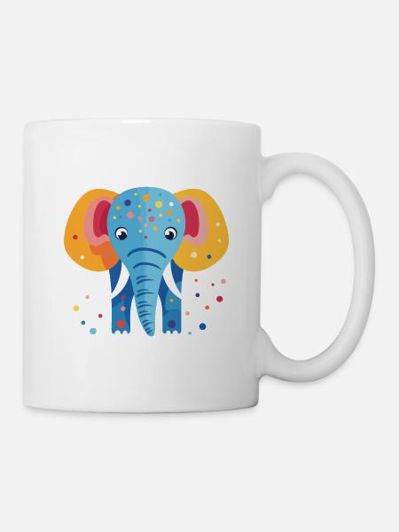 Bunter Elefantenkonfetti - Tasse - Weiß