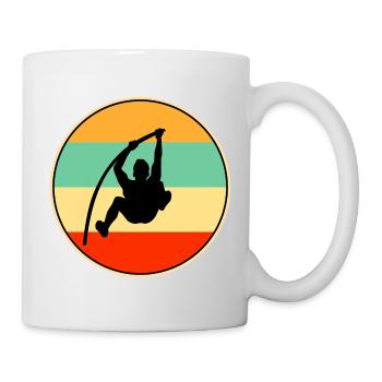 Vintage Pole High Jump Silhouette Retro Sunset Art - Mug - white - Right