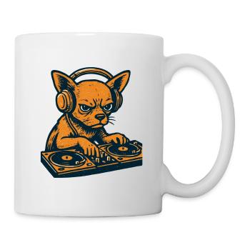 Chihuahua DJ Retro Turntables Headphones Gift - Mug - white - Right